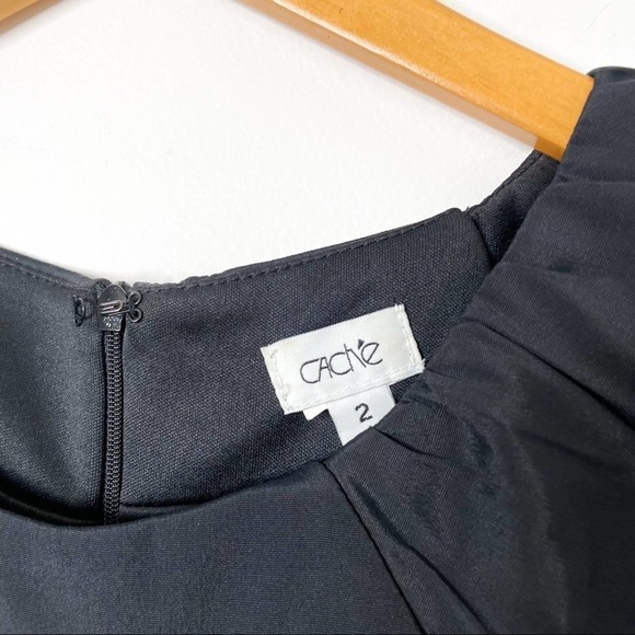 Cache black ruched keyhole cocktail dress size 2 - Picture 3 of 5
